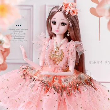 Нов 60 см Подмигивающая Кукла 23 Става Подвижната Мода Принцеса САМ Наряжающаяся Кукла Набор от 3D Очите Момиче Игри Къща Детски Рожден Ден Подарък Играчка