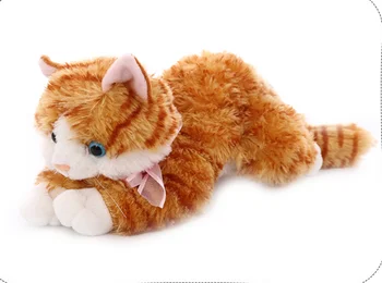 нова играчка моделиране на котката играчка плюшен жълто-оранжево склонен коте на около 35 см мека кукла е детска играчка, подарък за рожден ден w0629