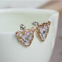 Нова Мода Прилагането На Bijoux 7 Цвята Реколта Пънк Сребърен Цвят Crystal Цвете Обеци Прът За Жени Сватбени Обици Любов