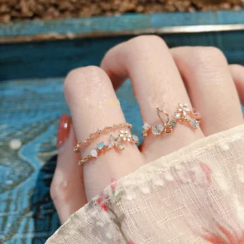 Ново пролетно - лятно градинско пръстен с танци пеперуда, отворен пръстен с регулируема халка, елегантна и благородна пръстен, женски пръстен