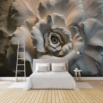 Обичай размер 3D стерео Европейската мазилка визуален релеф цвете ТЕЛЕВИЗИЯ фон на стената дневна спалня стенни тапети PVC коприна