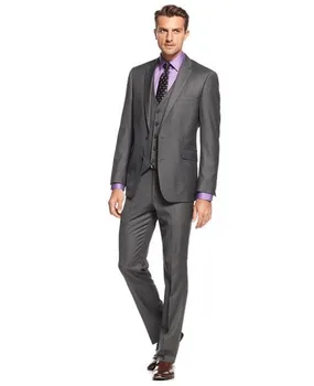 Однобортные смокинги за младоженеца с въглен деколте на ревера, най-Добрите Мъжки Сватбени/бизнес костюми (яке + Панталон + елек + вратовръзка)