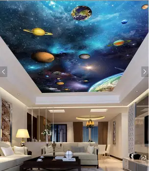 Потребителски 3d таван стенописи тапети Великолепната звездна планета начало декор живопис 3d стенописи тапети за стените на хола, 3 d