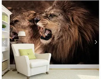 Потребителски снимки на тапети 3d TV тапети Украса красив лъв рев на животни стенописи ТЕЛЕВИЗИЯ монтаж на тапети за вашия интериор дневна