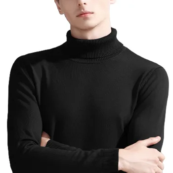 Пуловер с висока воротом, мъжки Пуловер 2022, Есенно-зимни мъжки Долната Риза с дълги ръкави, корейски Trend Топ, Вязаный Пуловер, Топъл пуловер