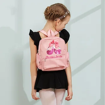 Розови балетные танцови Чанти, Спортна танцова чанта за момичета, Детски раница с добро качество, Чанта на рамото за момичета, Раница за дрехи, обувки, рокли