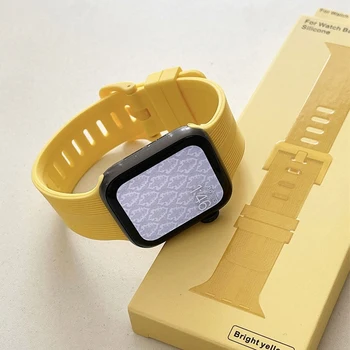 Силиконов ремък за Apple Watch гривна 6 44 мм 42 мм 40 мм 38 мм Умен гумена каишка за часовник iWatch band серия 6 SE 5 4 3 2 se