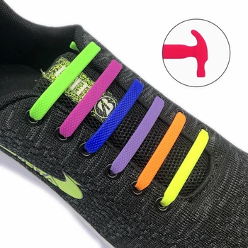 Силиконови Връзки за маратонки Ластични шнурове за обувки Лесно се поставят и свалят Мързелив Артефакт Гумени Ремък 16 бр./1 компл.