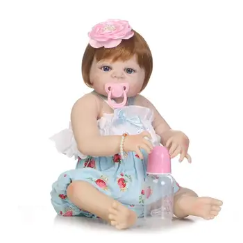 Сладки 56 см силиконови детски мини-кукли reborn за цялото тяло, играчки за игра, играчки за момичета и момчета, 22 инча, детски подарък, Играчка за къпане на малки деца