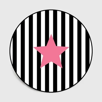 Сладко черно вертикално райе розов петолъчна звезда спалня хол кратък кристална velvet кръгла мат килим