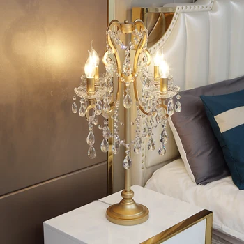 Старинните Метални Кристални Настолни Лампи за Спалня от Бяло Злато Настолни Лампи, Свещи и Свещници Кристални Настолни Лампи и Осветление Дизайн
