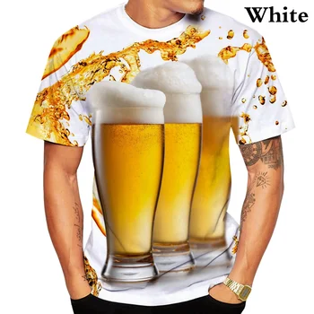 Тениски с 3D-принтом бира, мъжка Лятна Готина Модерна тениска с графичен дизайн, ежедневен тениска с къс ръкав