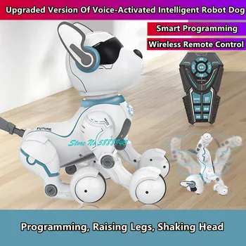 Умен Глас Дистанционно Управление на Робот, Куче Животни 2.4 G Програмиране Пеша Танци Интелигентна Интерактивно Обучение RC Куче Робот Играчка