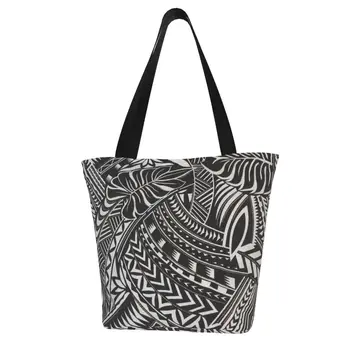 Уникален Дизайн Полинезийская Живопис Чанта за Жени Пазаруване Пътуване Чанти На Рамо Голям Капацитет Еко Бельо Чанта-Тоут
