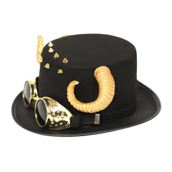 Цилиндър в стил steampunk на Хелоуин с Предпазни Очила, шапки за парти в готически стил за Cosplay, Аксесоари за Костюми за Мъже и Жени