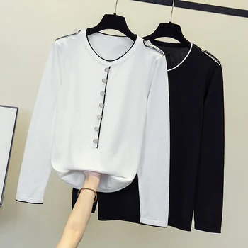 Черен, Бял Цвят Корейски Harajuku Пролет Есен Зима Вязаный Ретро Пуловер Модни Дамски Пуловери 2022 Женски