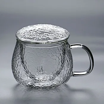 Японски чук за чаени чаши, комплект от три елемента, огнеупорни, прозрачно стъкло, с капак на филтъра, чаша за вода с чук